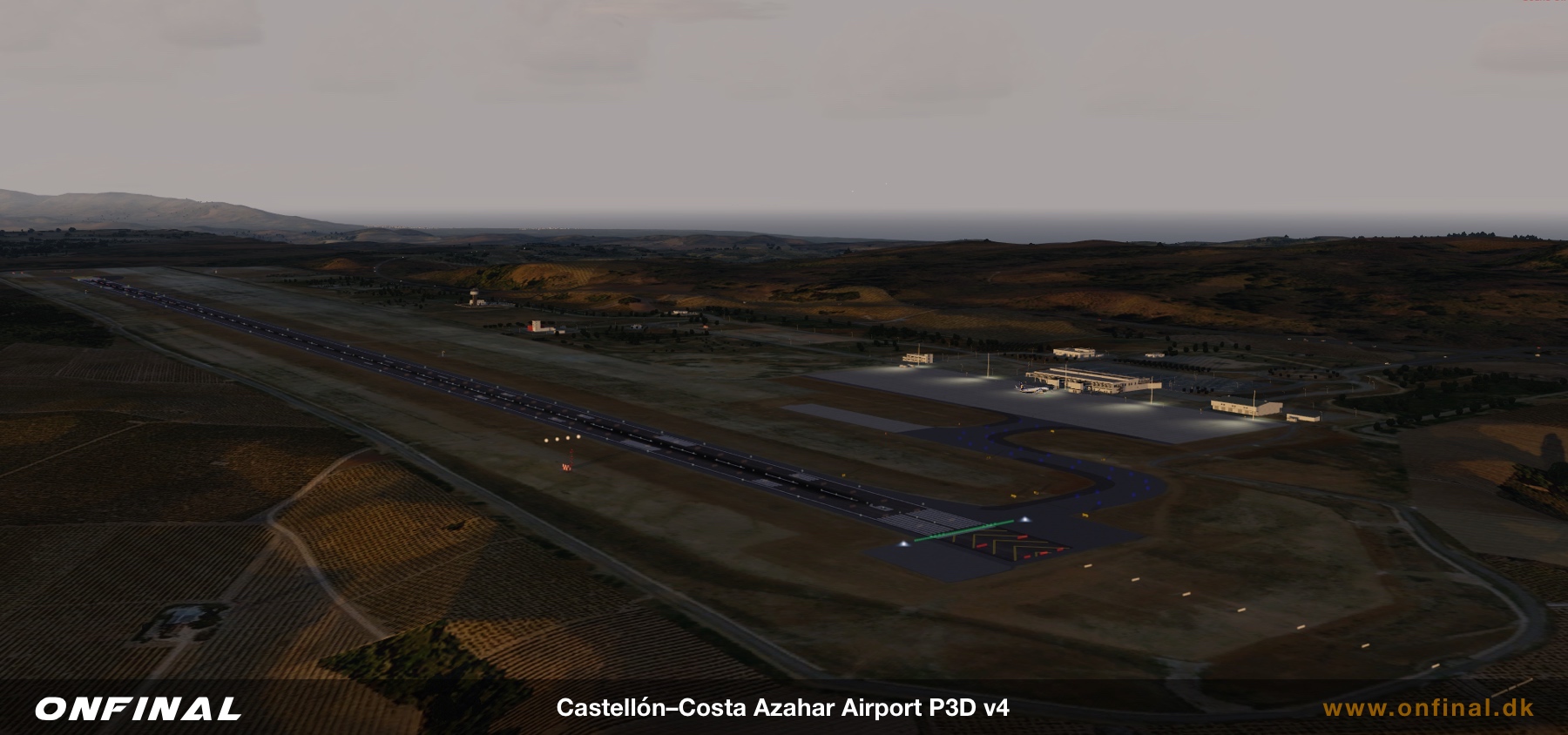 Castellon Airport LECH Runway Night Scenery Prepar3d P3D FSX